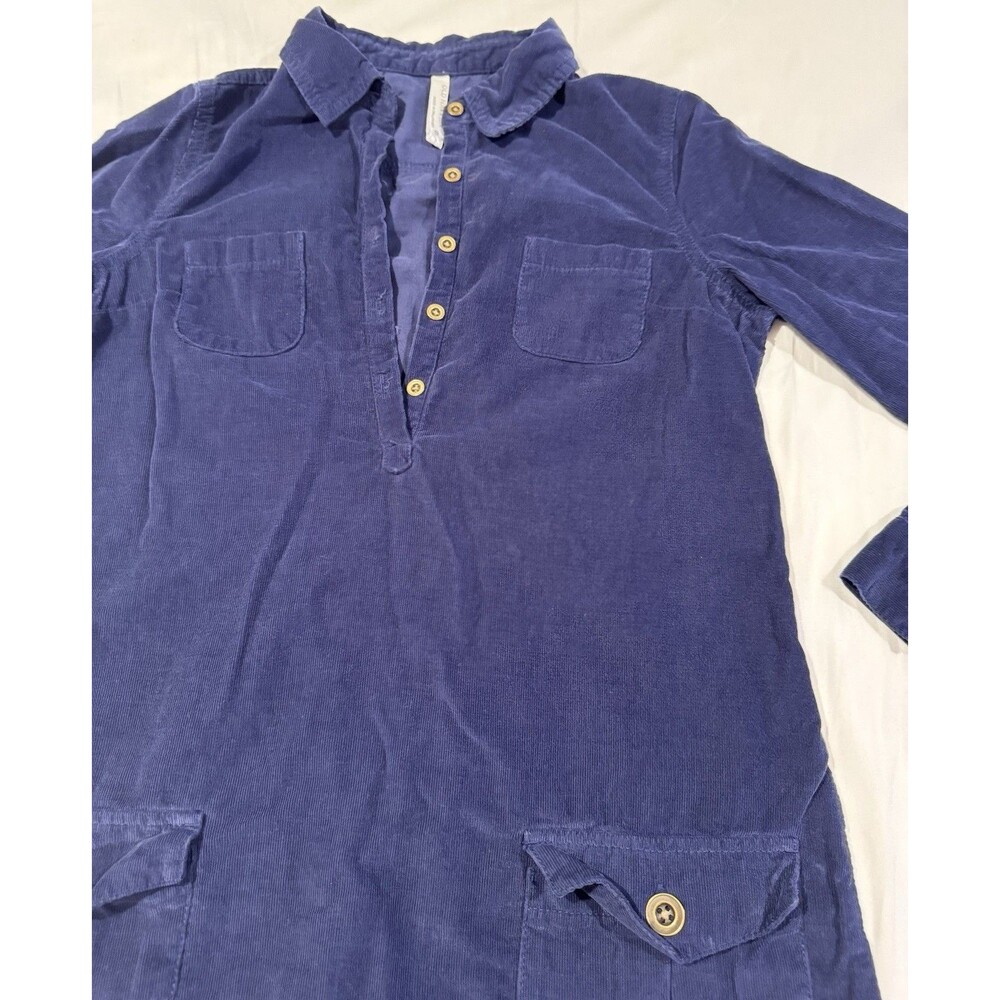 Vtg old navy Corduroy Shirt Dress S Blue Button Tab Long Sleeve Indie Grunge Y2K - Picture 12 of 16
